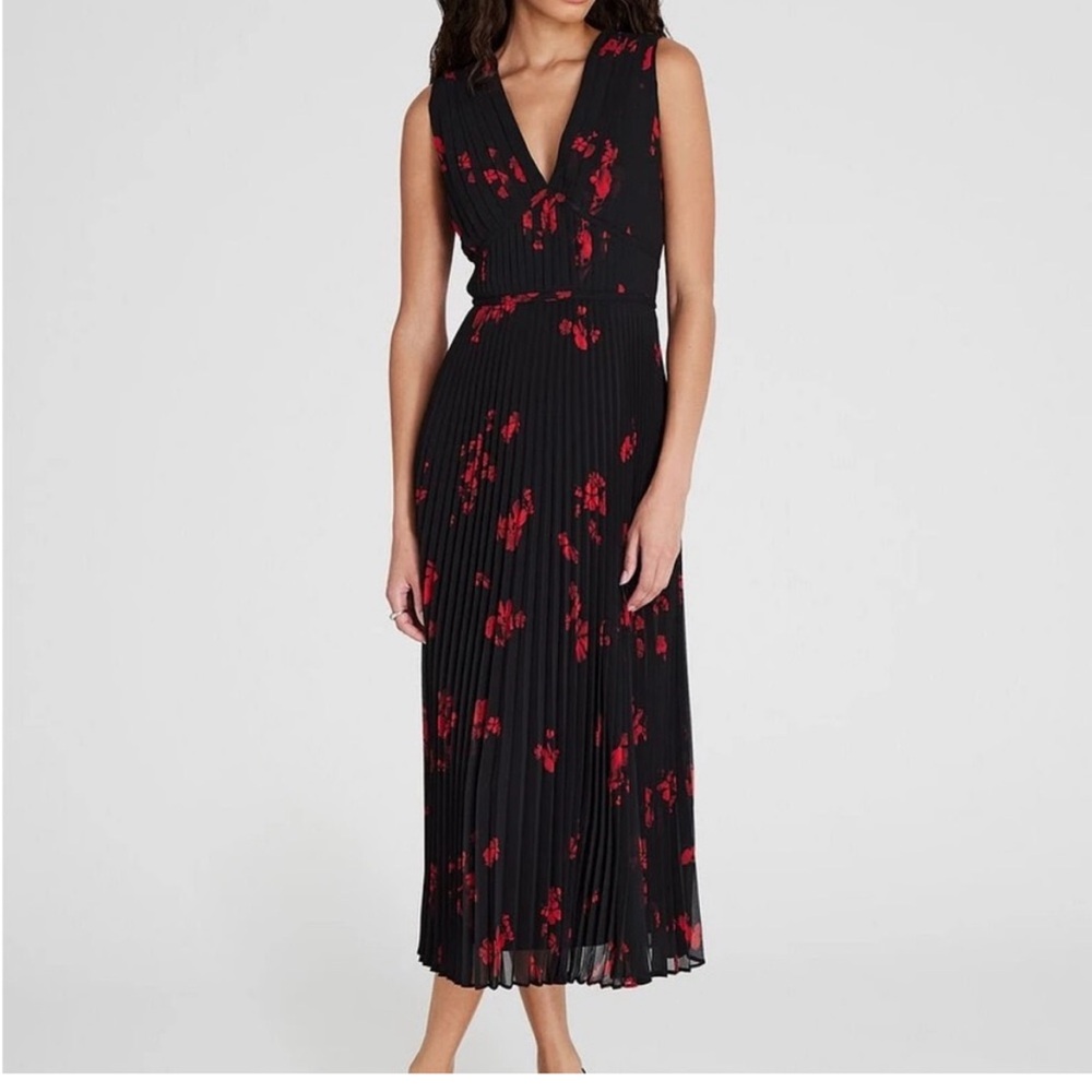 Club Monaco Floral pleated midi dress size 8